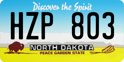 ND license plate HZP803