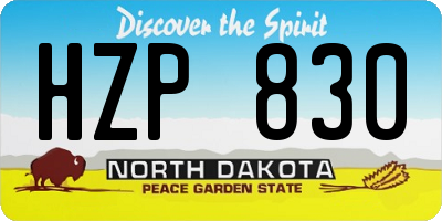ND license plate HZP830