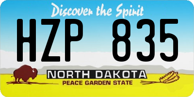 ND license plate HZP835