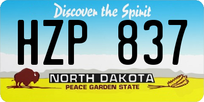 ND license plate HZP837