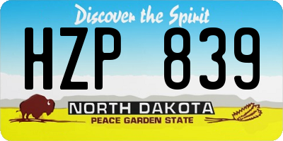 ND license plate HZP839