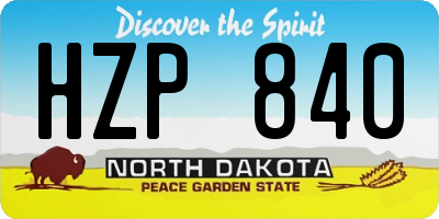 ND license plate HZP840