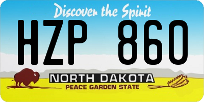 ND license plate HZP860