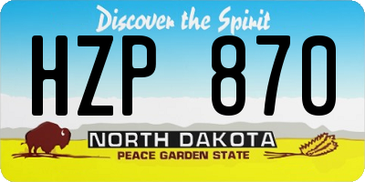 ND license plate HZP870