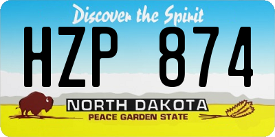 ND license plate HZP874