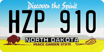 ND license plate HZP910
