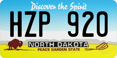 ND license plate HZP920