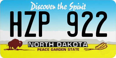 ND license plate HZP922