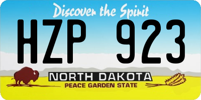 ND license plate HZP923