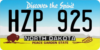 ND license plate HZP925