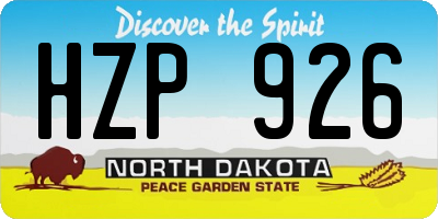 ND license plate HZP926