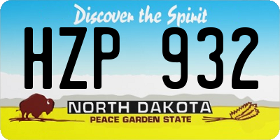 ND license plate HZP932