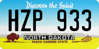 ND license plate HZP933