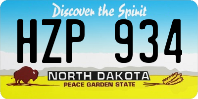 ND license plate HZP934