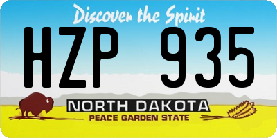 ND license plate HZP935