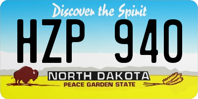 ND license plate HZP940