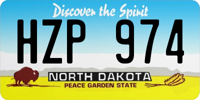 ND license plate HZP974