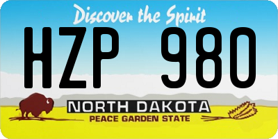 ND license plate HZP980