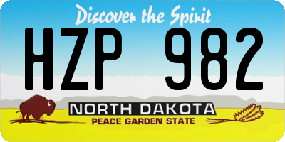 ND license plate HZP982