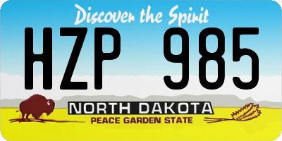 ND license plate HZP985