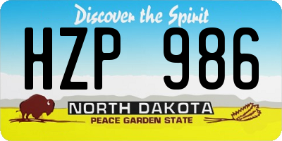 ND license plate HZP986