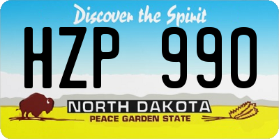 ND license plate HZP990