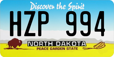 ND license plate HZP994