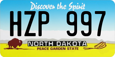 ND license plate HZP997