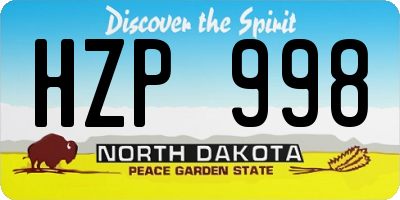 ND license plate HZP998