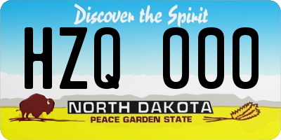 ND license plate HZQ000