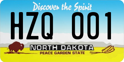 ND license plate HZQ001