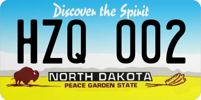 ND license plate HZQ002