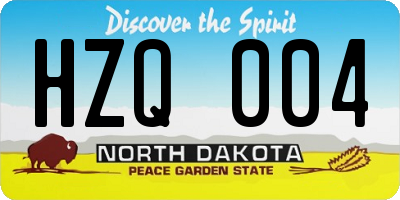 ND license plate HZQ004