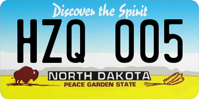 ND license plate HZQ005