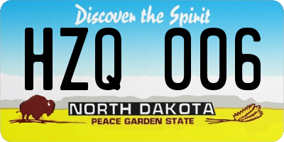 ND license plate HZQ006
