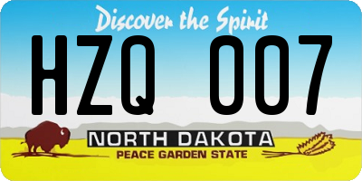 ND license plate HZQ007