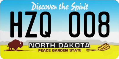 ND license plate HZQ008