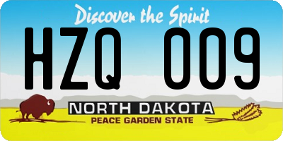 ND license plate HZQ009