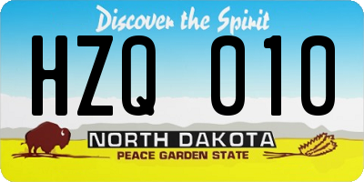 ND license plate HZQ010