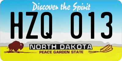 ND license plate HZQ013