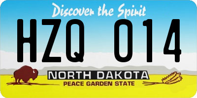 ND license plate HZQ014