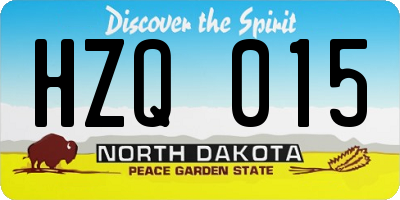 ND license plate HZQ015