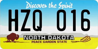 ND license plate HZQ016