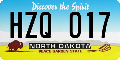 ND license plate HZQ017