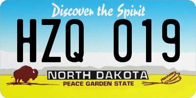 ND license plate HZQ019