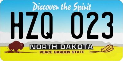 ND license plate HZQ023