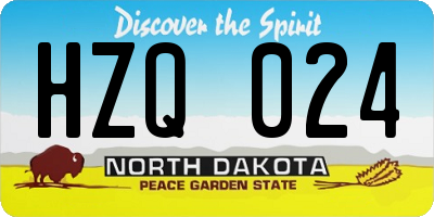 ND license plate HZQ024