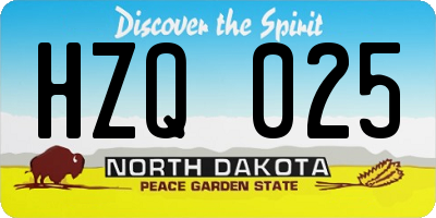 ND license plate HZQ025