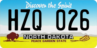 ND license plate HZQ026