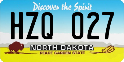 ND license plate HZQ027